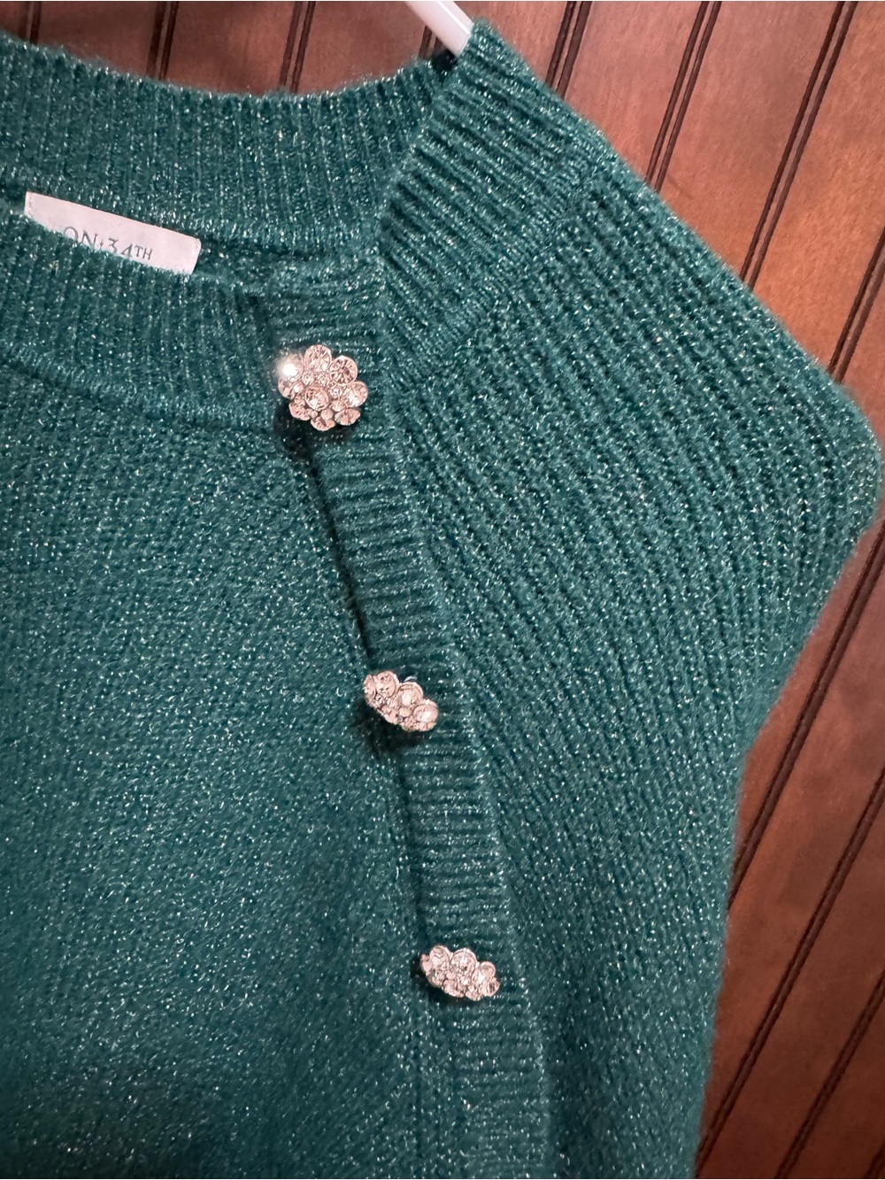 Sparkle Knit Sweater with Rhinestone Buttons - NWT - Picture 2 of 3